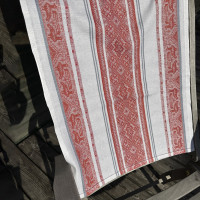 Полотенце кухонное, 95 х 50 см, рисунок жаккард, отделка мережка, 60% лён, 40% хлопок, ID: 715.95.50.2_феникс_красный